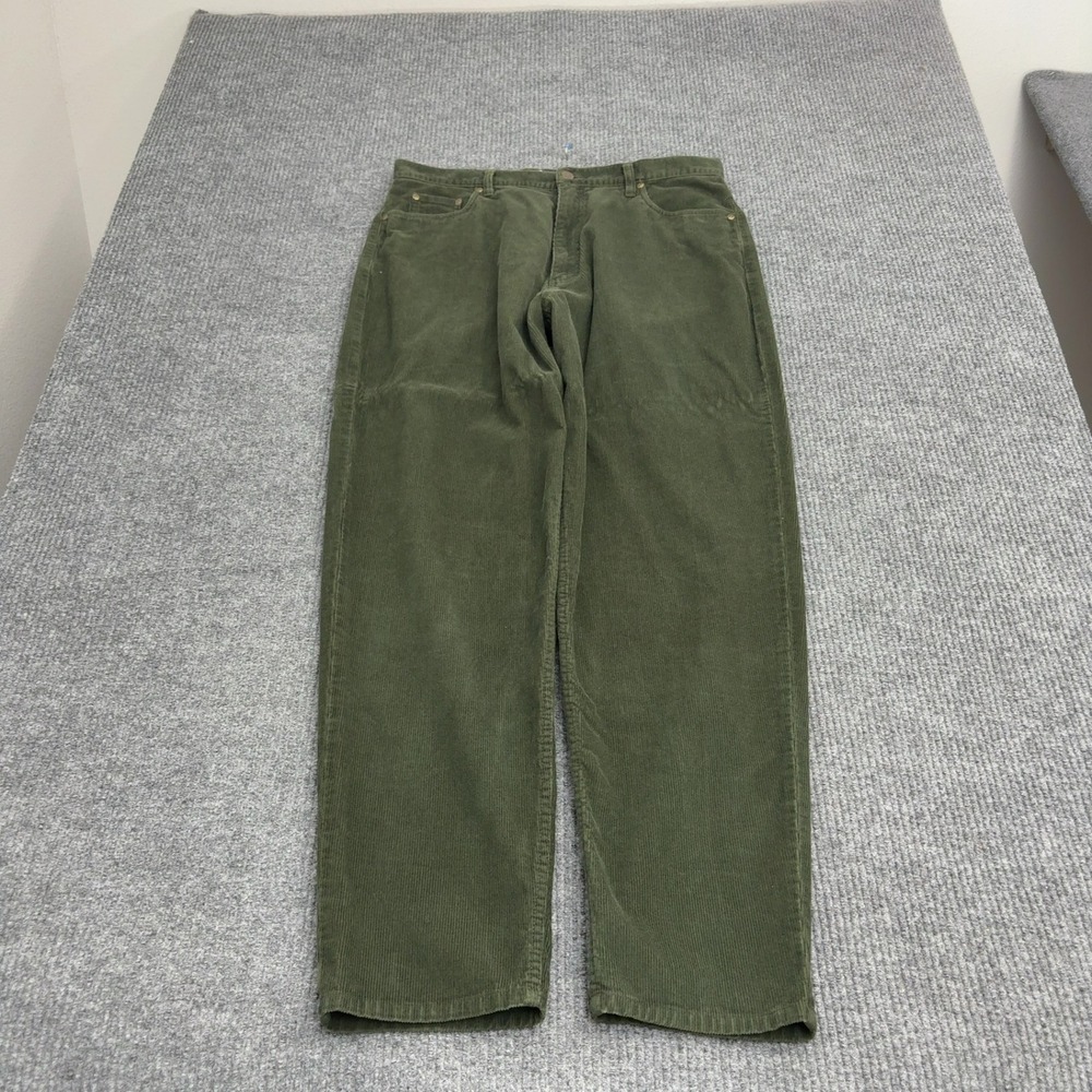 Eddie Bauer Pants Womens 18 Green Cotton Corduroy High Rise Straight Casual